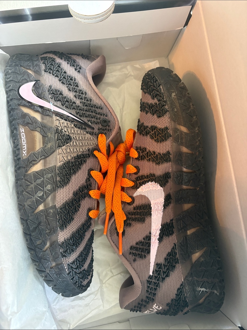 JA 3 Nike Big Kids Sneakers in Gray with Orange Laces